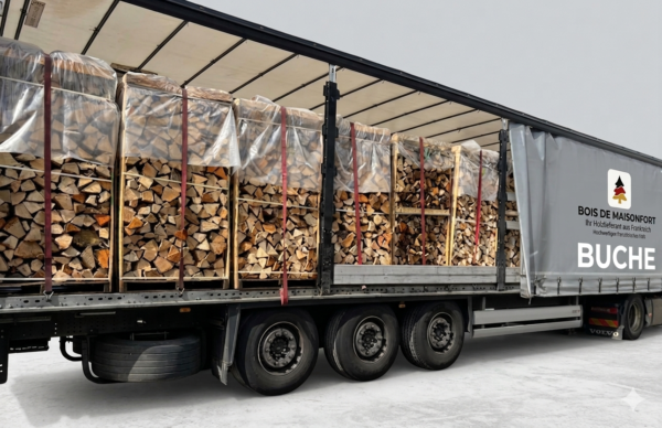 LKW-Ladung 50,4 RM Brennholz - Buche - 25 cm - kammergetrocknet - 1,8 RM Paletten