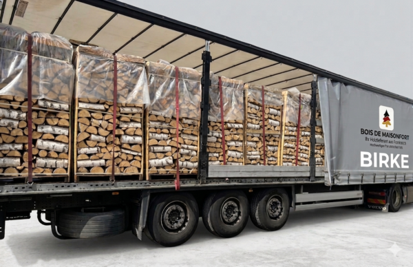 LKW-Ladung 44 RM Brennholz Birke 30/33 cm – kammergetrocknet (2 RM Paletten)